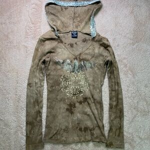Edge Brown Tie-Dye Hooded Sweatshirt